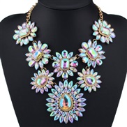 occidental style colorful necklace fashion diamond all-Purpose short style lady sweater chain personality