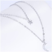 fine  Korean style fashion sweet Moon and stars Double layer personality necklace