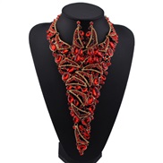 occidental style luxurious necklace earring set  fully-jewelled