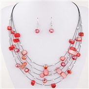 Korean style fashion  fine Bohemian style all-Purpose crystal Shells mixing concise multilayer necklace 