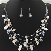 Korean style fashion  fine Bohemian style all-Purpose crystal Shells mixing concise multilayer necklace